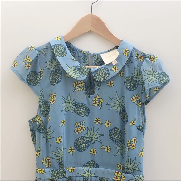 Pineapples Expansive Interests Dress Pleated S - Picture 3 of 8